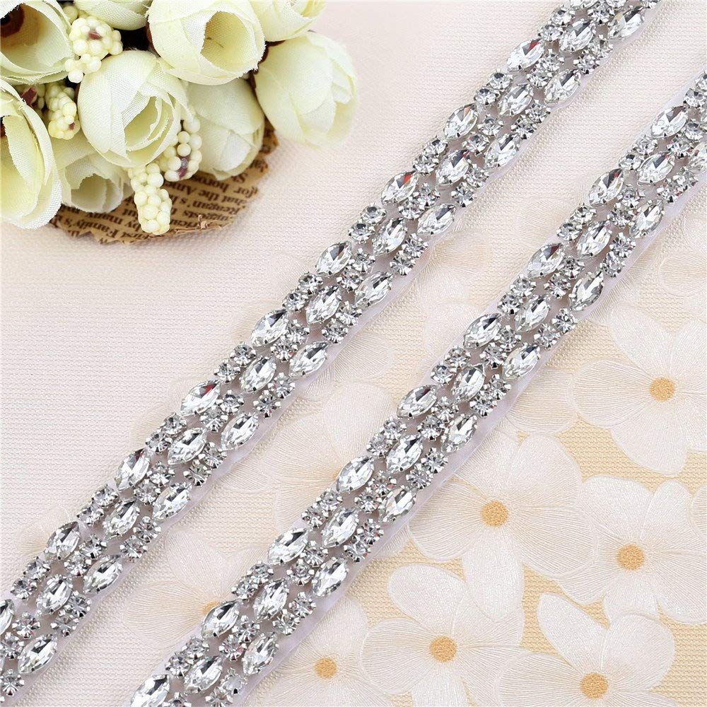 TOPQUEEN S75 Cintura per abo da sposa da sposa Strass argento Cristallo Elegante cintura per abi da donna con perline fatte a mano di lusso  320