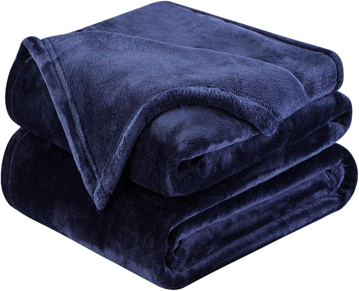 HOMEIDEAS Extra Soft Fleece Blanket King Size 108 x 90 Inches Warm 380GSM Fuzzy Flannel Winter Blanket for All Season for Couch Bed Dark/Navy Blue