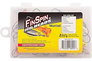 Crappie Magnet Fin Spin Kit, Freshwater Fishing Equipment and Accessories, 8 Size 1/8 Jig Heads, and 8 Size 1/16 Jig Heads (Packaging may vary)