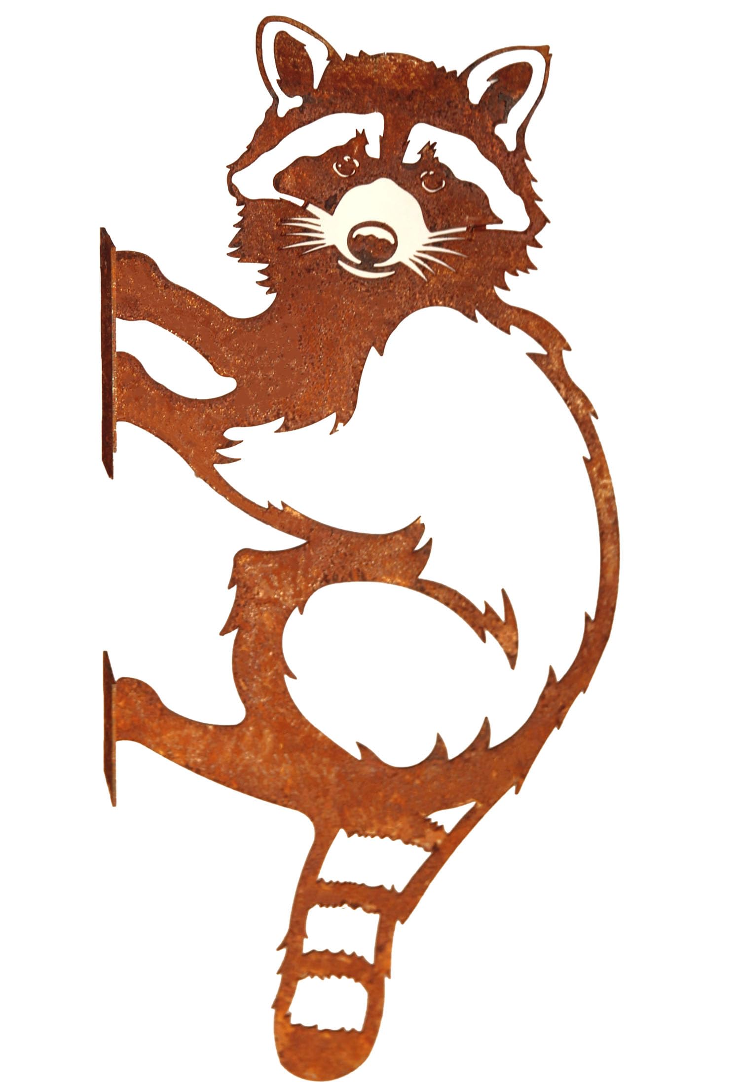 Garden Stake Tree Stake Metal Rusty Garden Decoration Patina Squirrel Rusty Decoration (Raccoon)