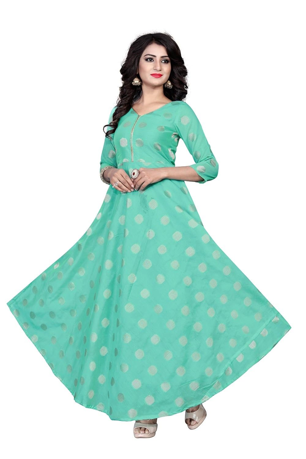 dream up fashion anarkali gown(green)