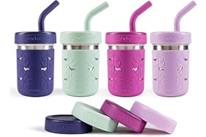 Pandaloo® Smoothie Cups for Kids - Stainless Steel Toddler Tumbler with Straw, Spill-Proof Sippy Cup for Smoothies - BPA-Free, Leak-Proof Lid, Toddler Snack Cups, 10 oz