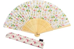 Salutto Hand Fan Flamingo Tropical Summer Palm Leaf Pineapple Handheld Fan With Fan Cover