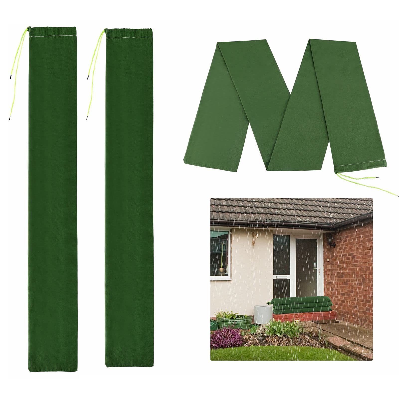 3 pcs Long Canvas Sandbag With Binding Elastic Band, Flood Prevention Sandbags, Flood Water Barrier Sand Bags, Thickened Reusable Sand Bags for Flood Rain Water Control