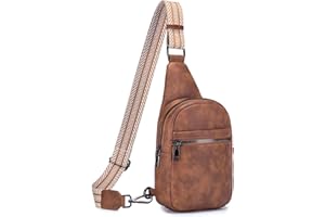 POIUGOYA Sling Bag for Women Crossbody, Small Leather Fanny Pack Crossbody Purses for Women Trendy,Chest Bag With Wide Strap
