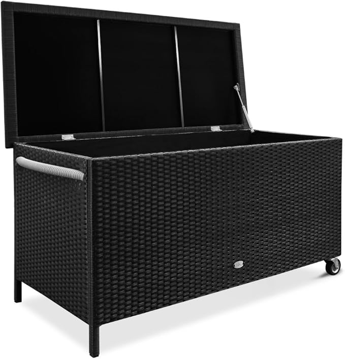 Casaria Waterproof Rattan Garden Storage Box Foldable Aluminium Cushion