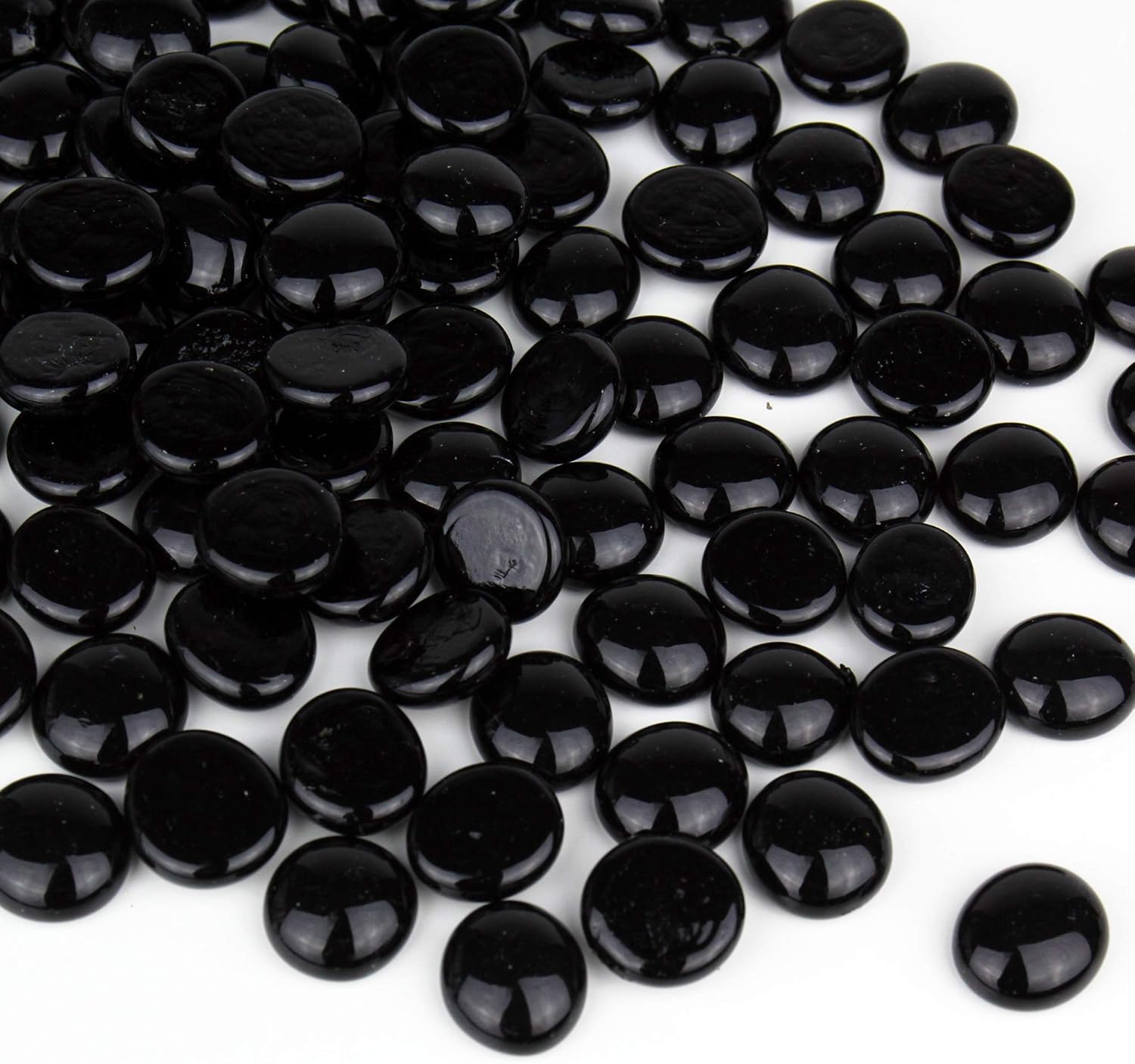 CYS EXCEL Gem Stone Black, Glass Stone, Marbles, Pebbles for Vases, 5 LB, 500-600 Stones, Multiple Color Choices, Flat Bottom, Round Top, Rocks, Bowl Filler Gems