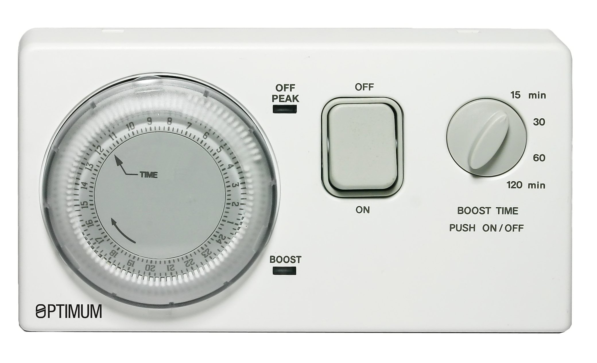 Optimum- Ecosave Economy 7 Off Peak Immersion Storage Heater Time Switch Boost Timer 24 hour time control- 230V White
