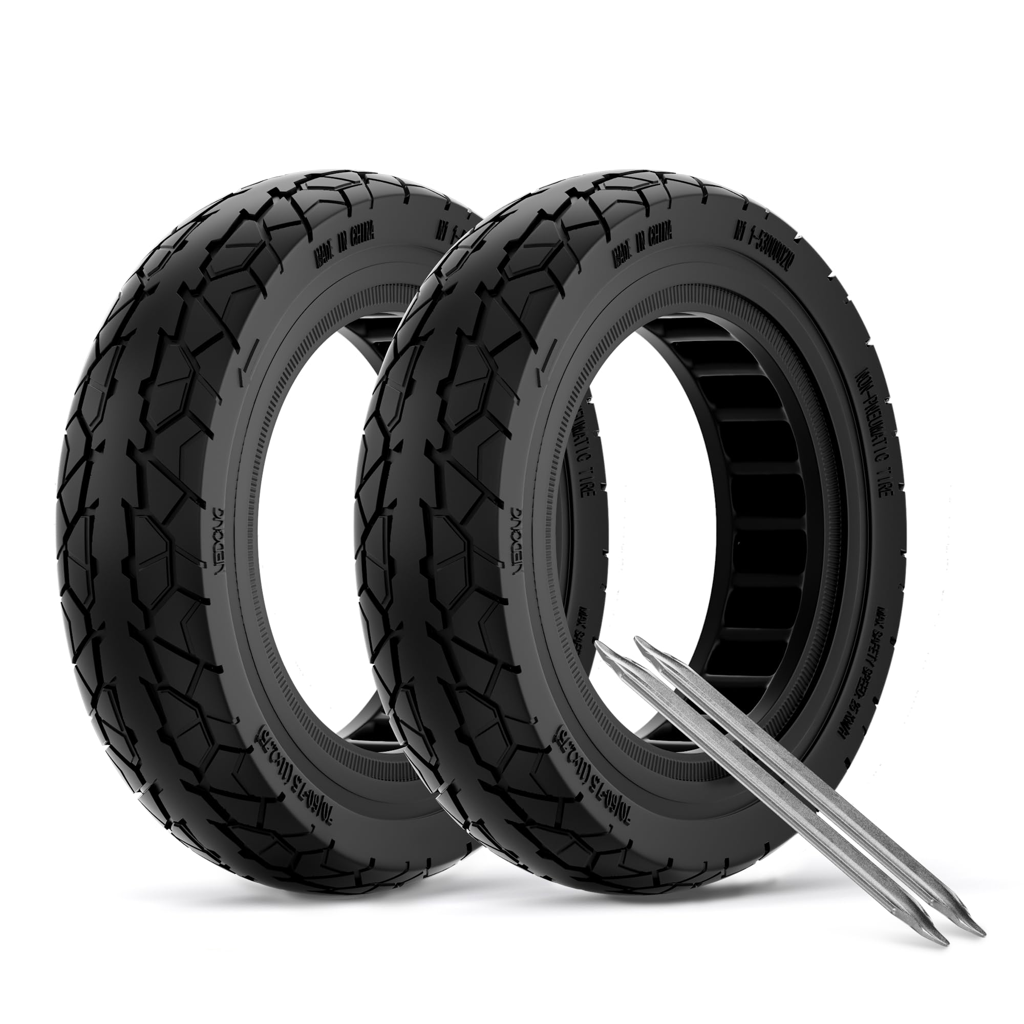 Photo 1 of 11 Inch Off-Road Scooter Solid Tire compatible with Ninebot by Segway MAX G3 / ZT3 / ZT3 Pro Kickscooter, 70/60-7.5 Front Rear Rubber Tire 11x2.75 Explosion-Proof Kick Scooter Tyre Replacement 2PCS