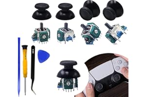 [ 4+4 ] Eaglewireless PS5 Analog Stick Replacement Part PS5 3D Controller Joystick Caps Thumbsticks Sensor Module for for Sony PlayStation 5 Wireless Controller +Toolkit (Blue-4 Joystick 4 Cap)