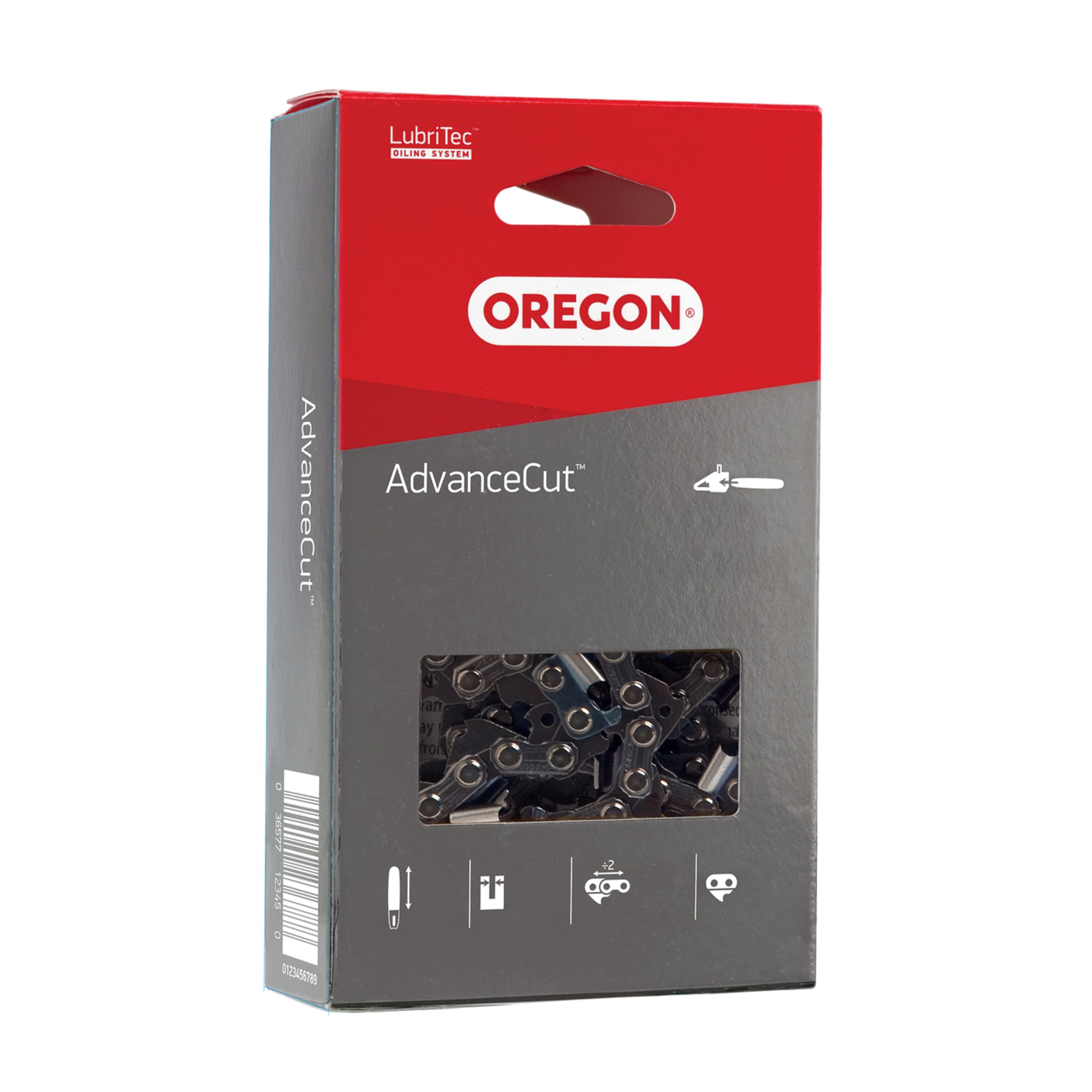 Oregon Chainsaw Chain 3/8" LP Pitch, .050" (1.3 mm) Gauge for 12" (30cm) Bar, 45 Drive Links – Low-Kickback Replacement Saw Chain, Fits Bosch, Einhell, Echo, Makita and More