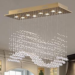 Siljoy 8 Lights Rectangular Wave Crystal Chandelier