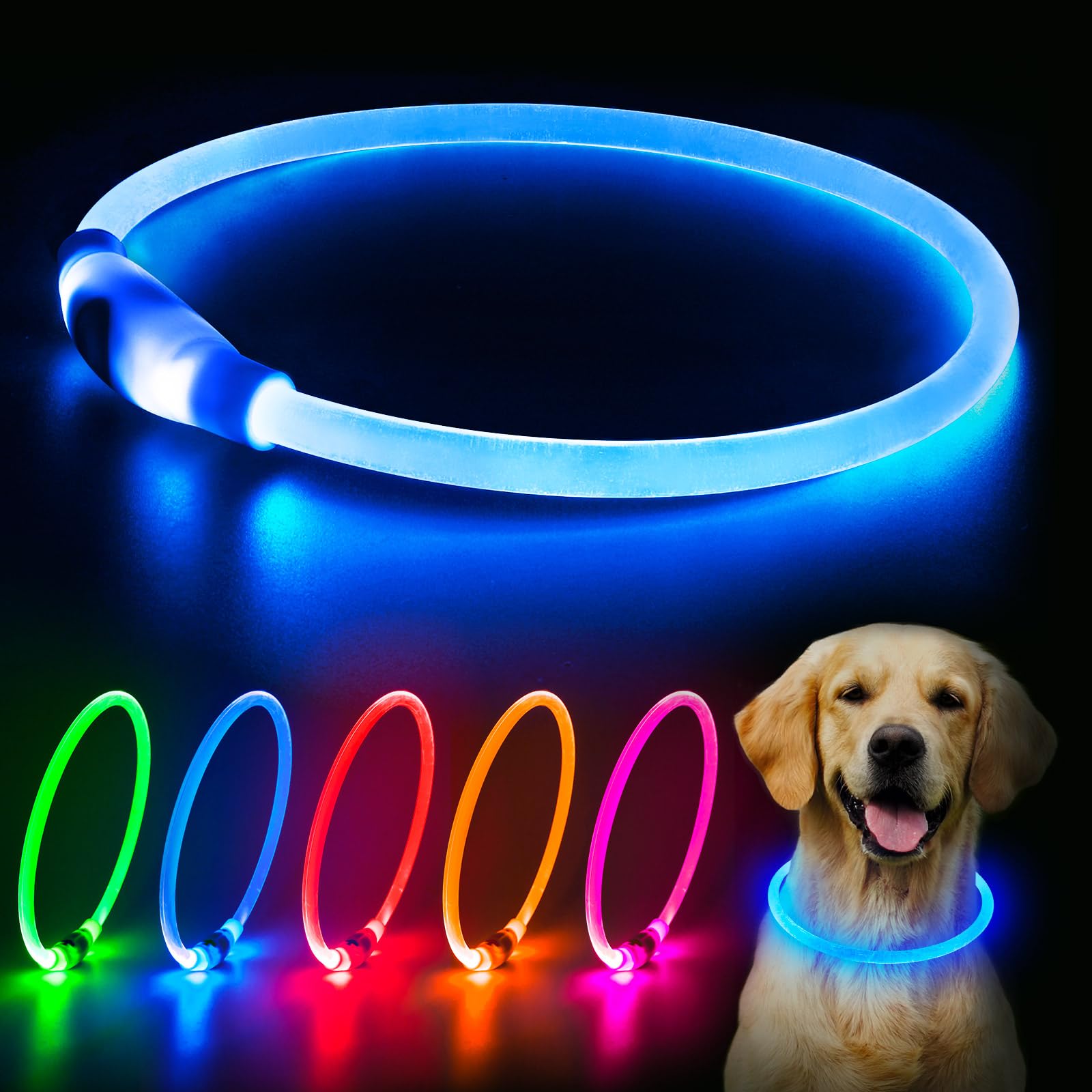 Photo 1 of Flashseen LED Dog Collar, USB Rechargeable Glowing Lighted Up Collar, Cuttable Water-Resistant TPU Safety Collar Lights for Small Medium Large Dogs