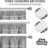Aspire Homeware Blackout Curtains 46x54 Pencil Pleat Grey 2 Panels with Tiebacks view 4