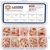LordHardware 200pcs Copper Crush Metric Washers Assortment Kit Flat Sealing Washer M5 M6 M8 M10 M12 M14 (9 Sizes)