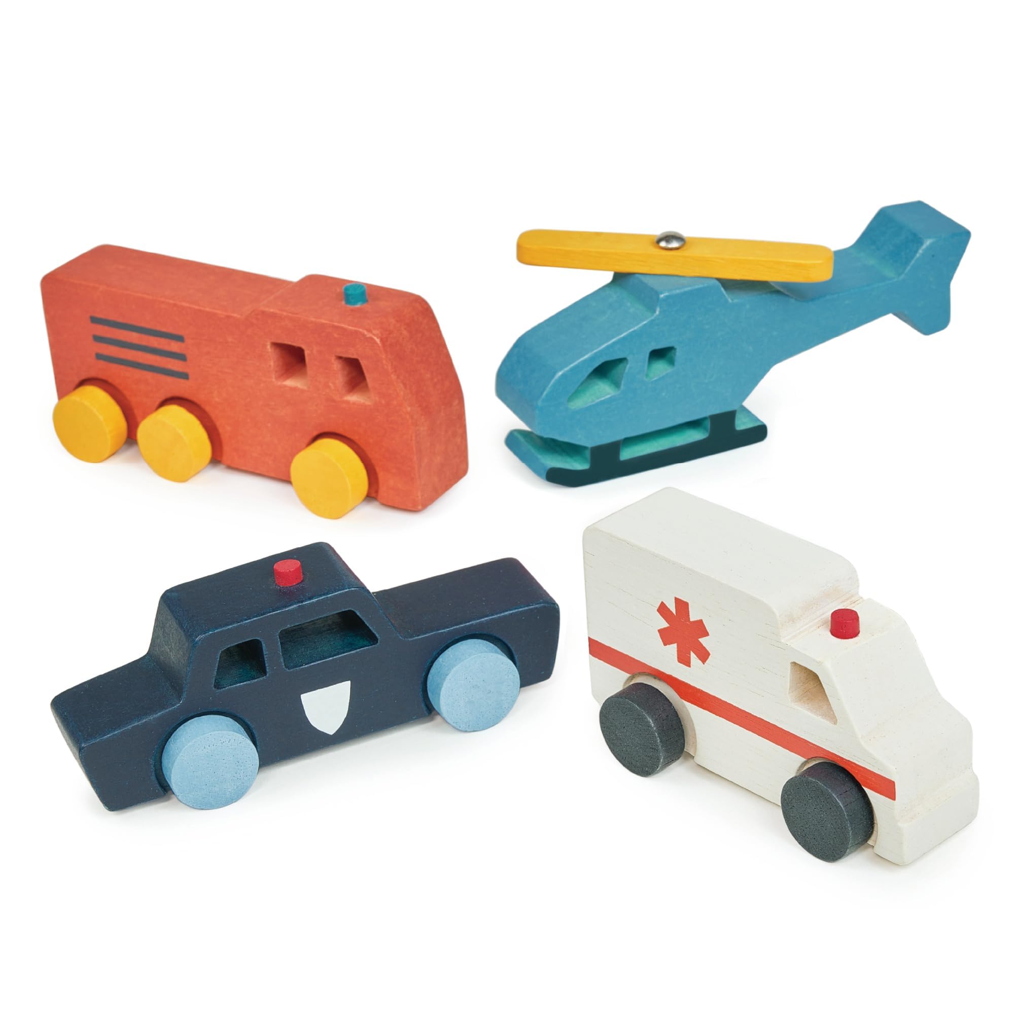 Mentari New Wooden vehicles - Colorful, Premium Quality Wooden vehicles for Easy Grip: Durable and Perfect for Imaginative Play and Development! (Emergency Vehicles)