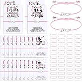 Huquary 25/50 Pcs Breast Cancer Awareness Bracelet Gift for Woman Adjustable Pink Ribbon Bracelets Breast Cancer Survivor Gifts Jewelry