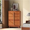 JOINICE,5 Drawer Dresser,Mid Century Modern Dresser with Storage,Tall Modern Chest of Drawers with Metal Handles,Large Wood Drawer Organizer for Bedroom,Living Room,Hallway,Cherry