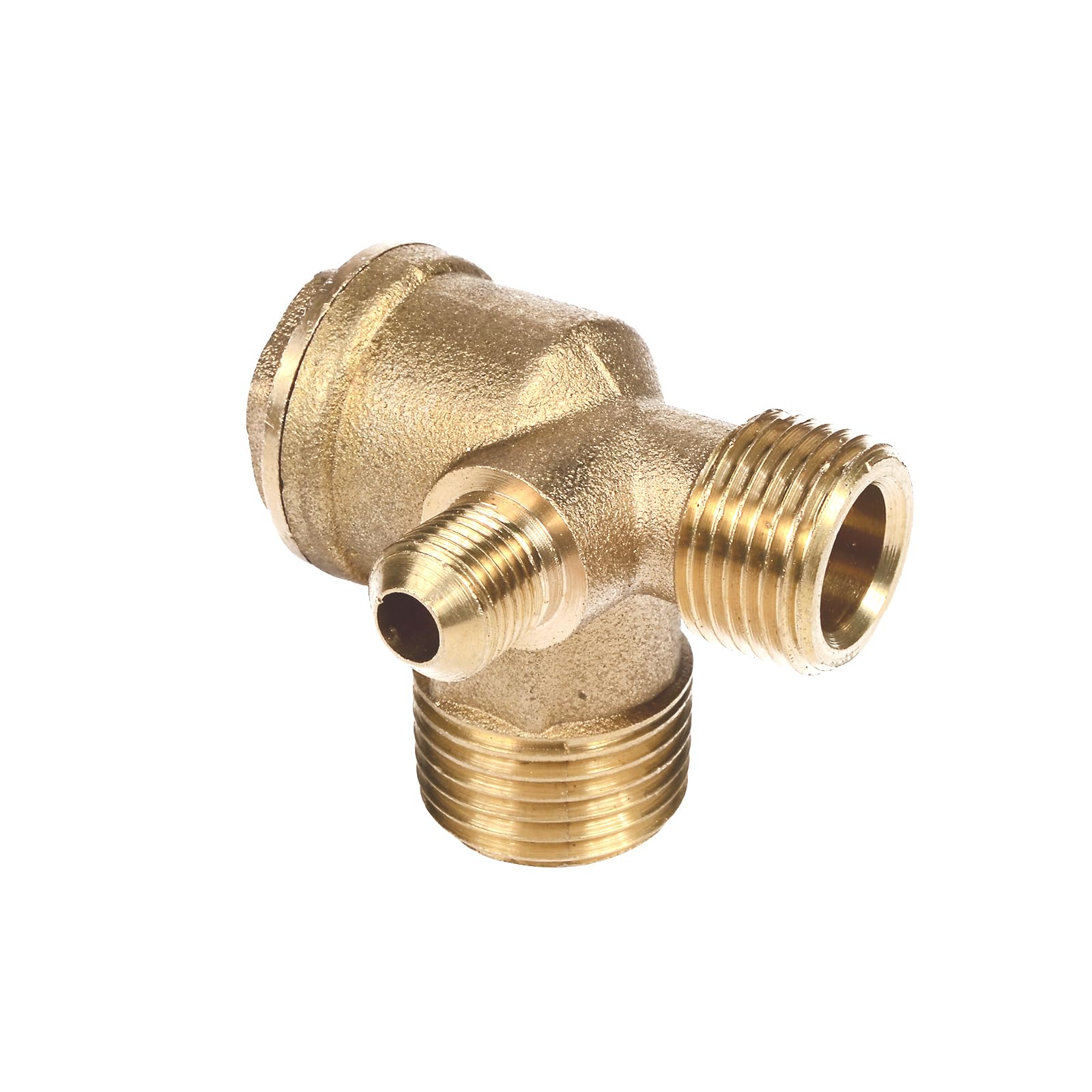 Air Compressor Check Valve, Brass 3-Way Male Threaded Check Valve Tube Connector Tool (1/2" * 3/8"* 1/8", Alloy Steel, Check Valve)