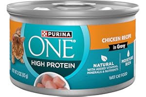 Purina ONE Natural High Protein Cat Food, Chicken Recipe in Wet Cat Food Gravy - (Pack of 24) 3 oz. Pull-Top Cans