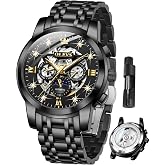 OLEVS Mens Luxury Skeleton Automatic Watch Diamond Self Winding | Mechanical Dress Wrist Watch, Luminous, Waterproof