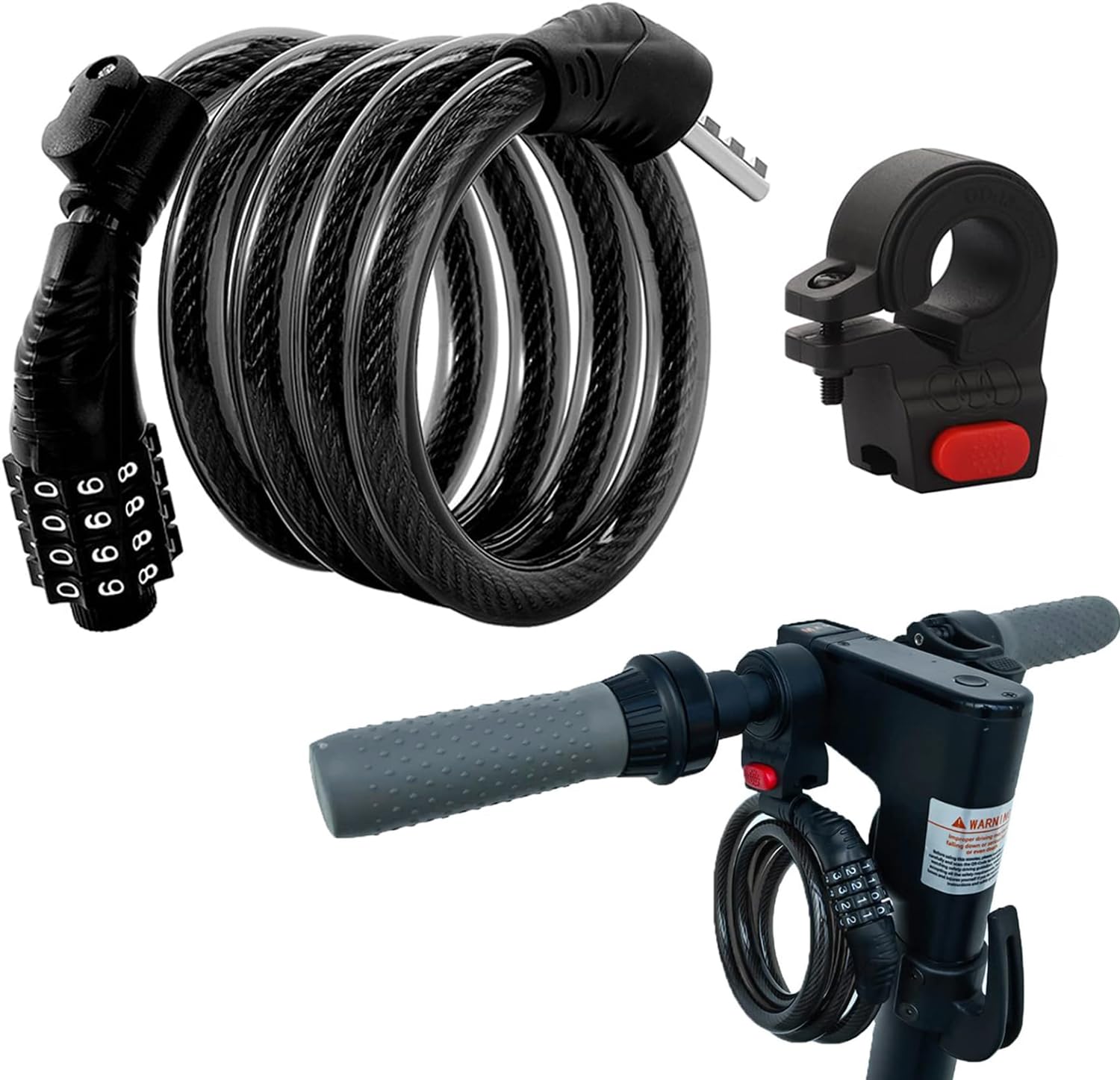 E Scooter Lock, 4-Digit Bicycle Lock Cable Lock Compatible with Xiaomi M365/Pro2/Max/ES/GXL Essential Scooter/Bicycle/Motorcycle/Baby 1.2 m/12 mm Anti-Theft Ideal Combination Lock for 12 Steel Cables