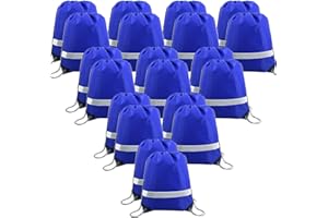 BeeGreen 20 Pieces Royal Blue Drawstring Backpacks Bags Bulk, String Bags Reflective Cinch Sack, DIY Blank Drawstring Bags for Women and Men