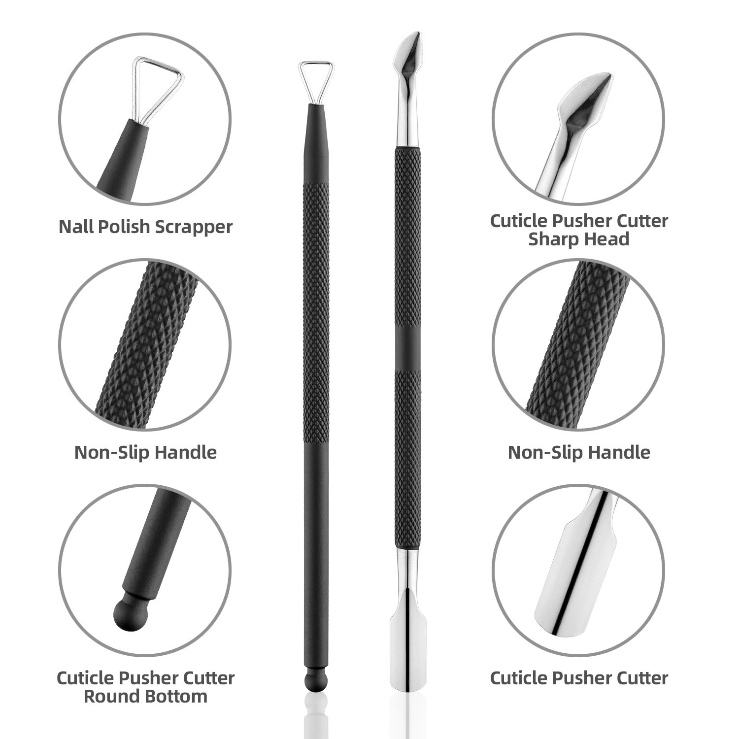 Cuticle Trimmer with Cuticle Pusher, Salon Level Cuticle Remover Cuticle Nippers, Professional Stainless Steel Cuticle Cutter, Perfect Pedicure Manicure Tools for Nails, By XIPOO: Beauty
