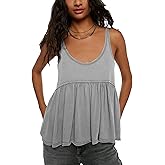 Lumister Womens Cute Babydoll Tops Sleeveless Ruffle Strap Causal T Shirts Tank Summer Tops 2025