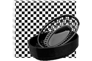 EUSOAR Burger Baskets & Paper Liners, 100pcs Wax Deli Paper and 12 pcs Food Baskets Sets for Restaurant Supplies, Deli Serving, Chicken, Burgers&Fries