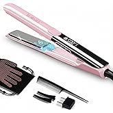 DORISILK 500 Degree High Temp Professional Hair Straightener,30s Fast Heating Ceramic Flat Iron ,2 in 1 Hair Straightener and Curler,Plasma Flat Iron Get Frizz-Free and Shiny(Pink)