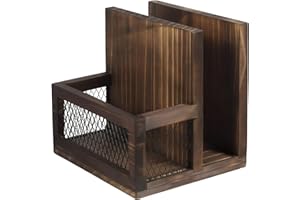 LUMINFLY Wooden Napkin Holder for Table with Mesh, Salt and Pepper, Farmhouse Style, Organizer for Kitchen and Dining Table