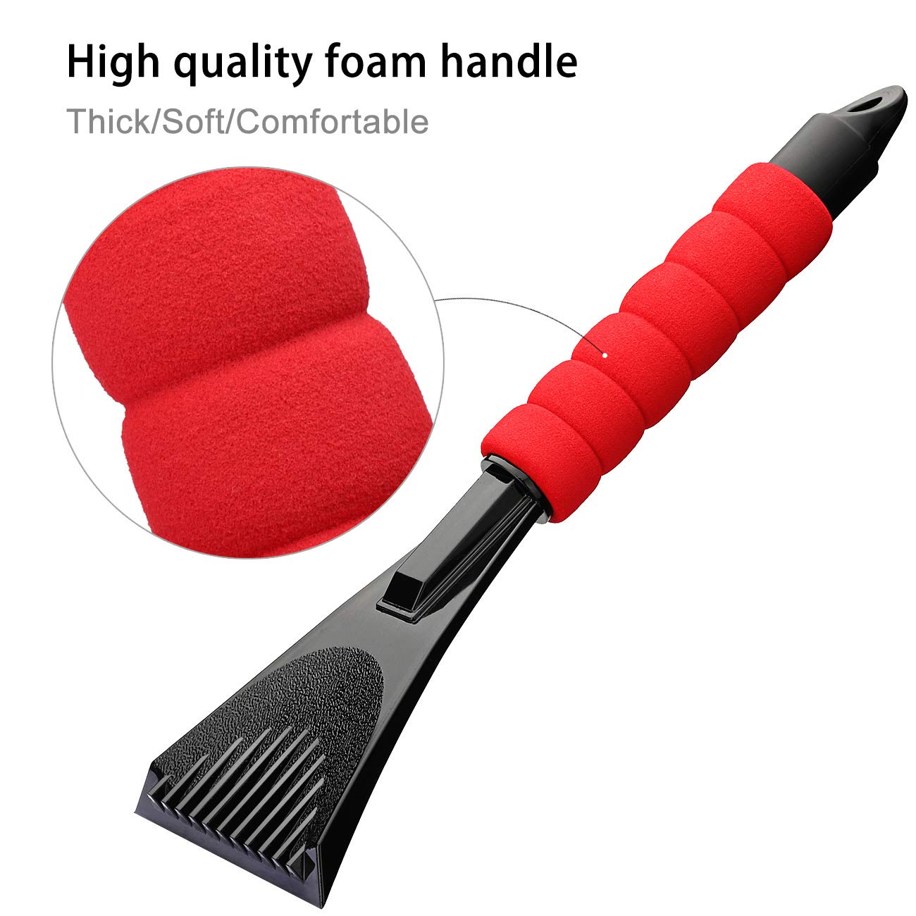 4 pcs Snow Ice Scraper for Car and Universal Car Seat Belt Pads Cover Snow Scraper Tool with Blade Indestructible Windscreen Snow Frost Scrape Tools (Black) (Red)