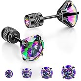 MHWTTY Hypoallergenic Cartilage Earrings for Women Men, 1 Pairs Titanium Stud for Women Gold Silver Black 20G Post & Screw Back with Cubic Zirconia 3 4 5 6 7 mm Piercing Jewelry