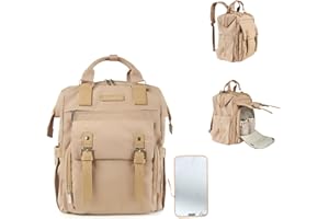URBAN CRADLE CO. Diaper Bag Backpack - Waterproof, Multifunctional Baby Bag with Changing Pad, Insulated Bottle Pockets, Stroller Straps, Large Capacity, Stylish Black Design for Travel & Parenting (Taupe)