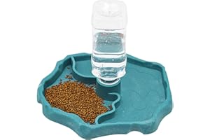 MACGOAL Automatic Reptile Feeder Reptile Food and Water Dish Bowl Reptile Water Dish with Bottle Tortoise Turtle Water Dispenser for Bearded Dragon Gecko Lizard (Blue)