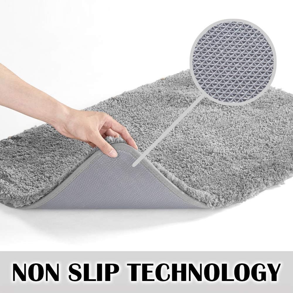 Suchtale Bathroom Rug Non Slip Bath Mat for Bathroom (16 x 24, Grey) Water Absorbent Soft Microfiber Shaggy Bathroom Mat Machine Washable Bath Rug for Bathroom Thick Plush Rugs for Shower: Kitchen & Dining