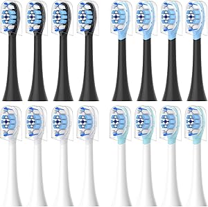 16er Ersatzbürsten Kompatibel mit Philips Sonicare Elektrische Zahnbürste, Bürstenköpfe Zahnbürstenaufsatz für Phillips Sonicare, 16er Pack (8er Schwarz and 8er Weiß)