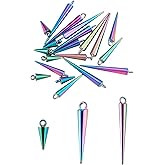 COGCHARGER 24 Pieces Rainbow Spike Charm Pendant 304 Stainless Steel Cone Charms Mixed Shape for Jewelry Necklace Earring Making Crafts