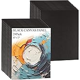 GBACHOOSE 5x7 Inch Black Canvas for Painting, 24 Pack Black Canvases Bulk Cotton Canvases Panels for Painting, Acrylic, Oil & Watercolor Paint, Tempera, Art