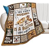 Bulldog Blanket English Bulldog Throw Blanket Super Soft Flannel Lightweight Fluffy Plush Cozy Fuzzy Fleece Blanket Decor Gifts for Dog Lover Girl Boys Woman Man Kids Adults for Bed Sofa 40"X50"