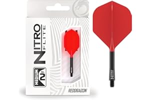 RED DRAGON Darts – Nitro Flite Integrated Flight & Shaft System – No.2 Shape and Design - Available in Short, Intermediate & Medium - Available in Variety of Colours - Professional Darts Accessories