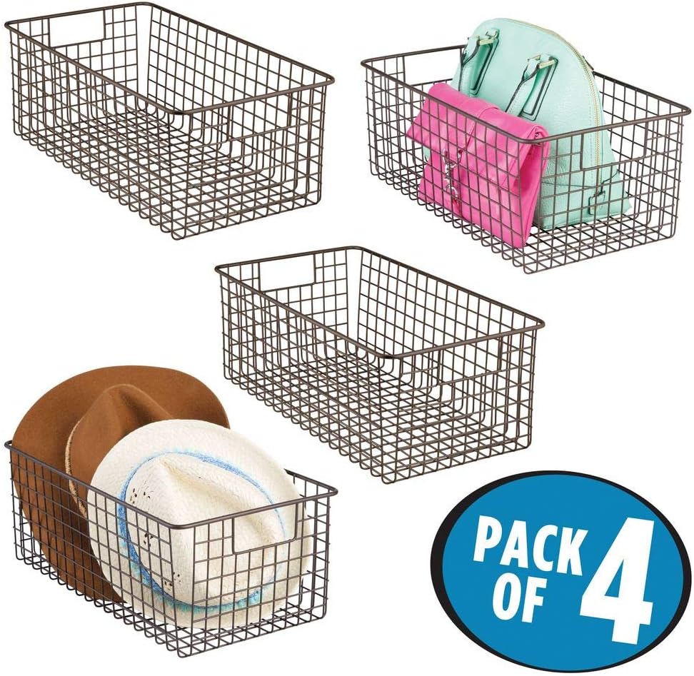 Amazon Com Mdesign Farmhouse Decorative Metal Wire Storage Basket