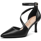 mysoft Women's Pumps Pointed Toe Stiletto Ankle Strap Closed Toe Low Heel Wedding Party Dress Shoes