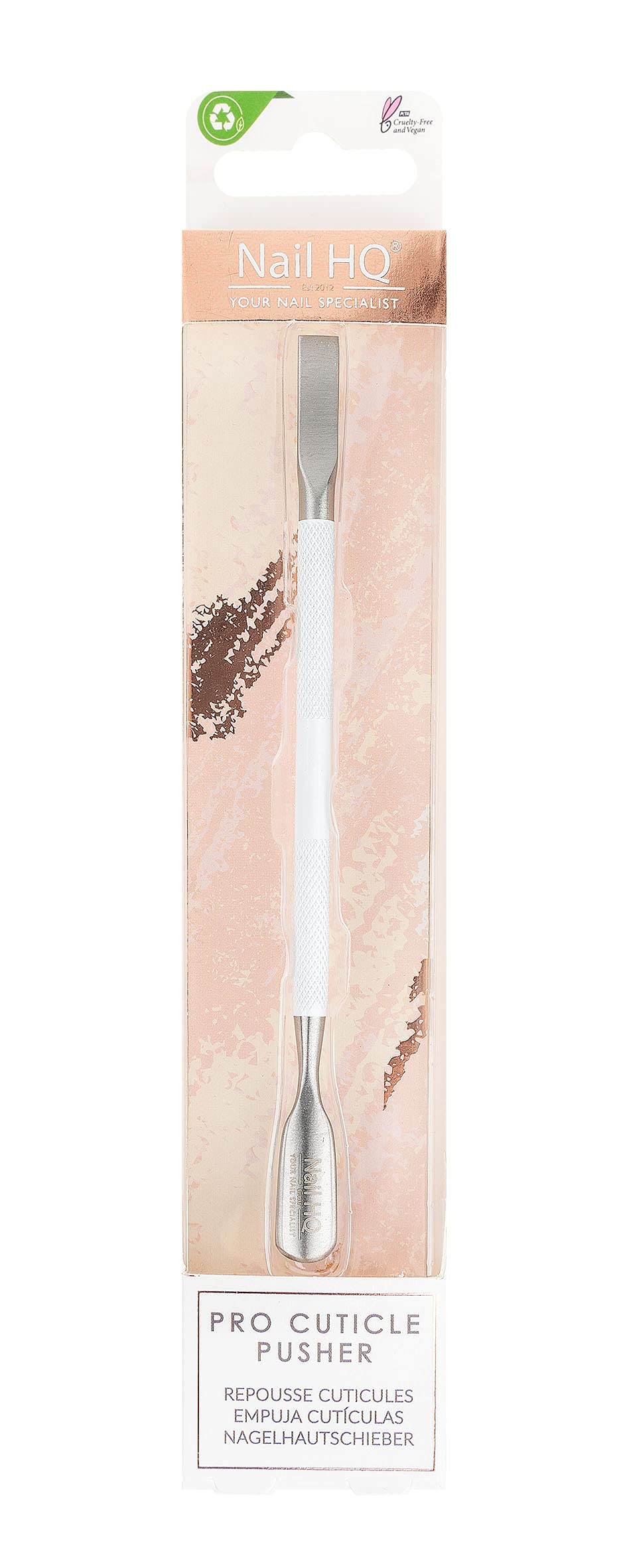 Nail HQ Pro Cuticle Pusher – Double-Ended Stainless Steel Tool with Pusher & Scraper Ends for Professional Nail Care, Cuticle Removal & Manicure Prep