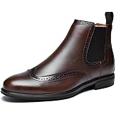 ArcBrothers Mens Chelsea Boots,Dress Boots For Men,Slip-on Formal Dress Boots for Men Casual Ankle Boots Classic Brogue Style Grey