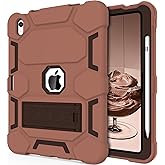 CCMAO Case for iPad (A16) 11th/10th Generation(2025/2022), iPad 10th Case with Kickstand & Pencil Holder, Heavy Duty Shockproof Hybrid Three Layer Protective Cover for Women, Light+Dark Coffee