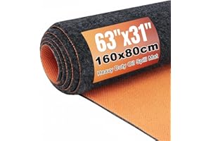 Acidea Heavy Duty Oil Spill Mat, Garage Floor Mat, 63"x31"x1/4" TPR Rubber Backing Protects Floor, Reusable, Washable, Durabl