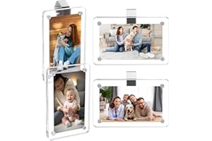 PIFOOG 4 Pack Car Picture Holders, Clip Visor Photo Frame Acrylic Magnetic Picture Frames for Cars Sunvisor Display Personalized Memorial Family Dad Mother Couple Pet Wallet Size Photos 2.4 × 3.5 inch