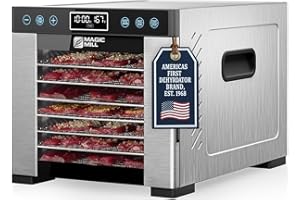 Magic Mill Pro Food Dehydrator Machine | 7 Stainless Steel Trays | Dryer for Jerky, Dog Treats, Herb, Meat, Beef, Fruit | Keep Warm Function, Digital Timer and Temperature Control, ETL Approved